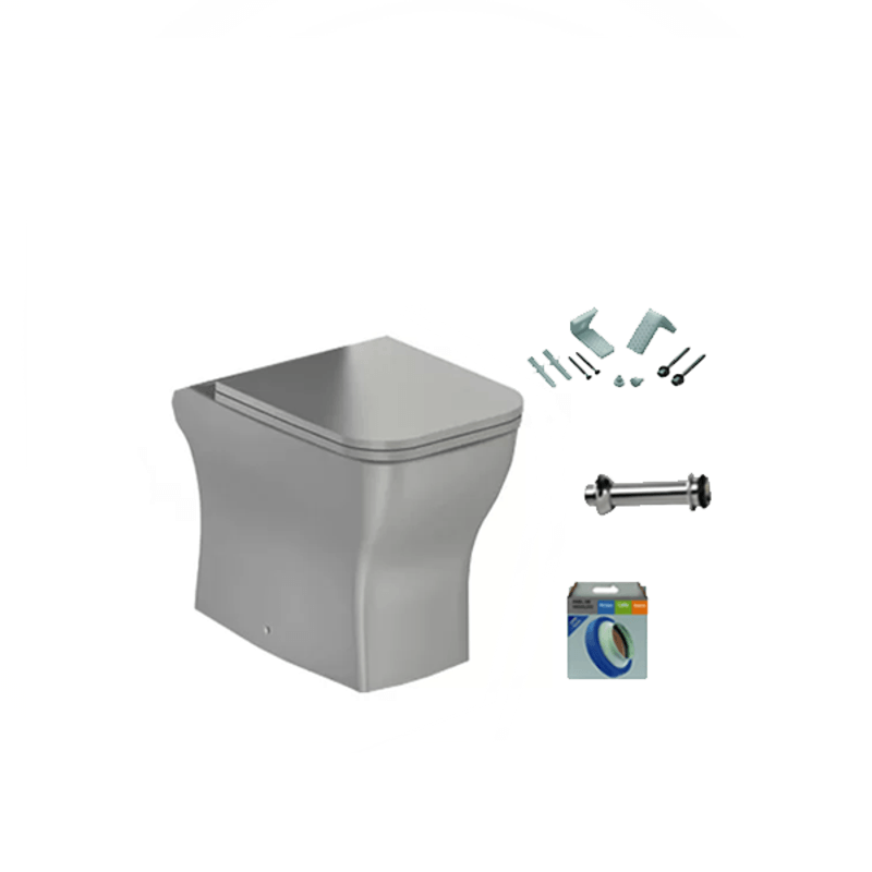 Kit Bacia Convencional Boss com Assento e Acessórios de Instalação Cinza Gris - Incepa Kit Bacia Convencional Boss com Assento e Acessórios de Instalação Cinza Gris - Incepa