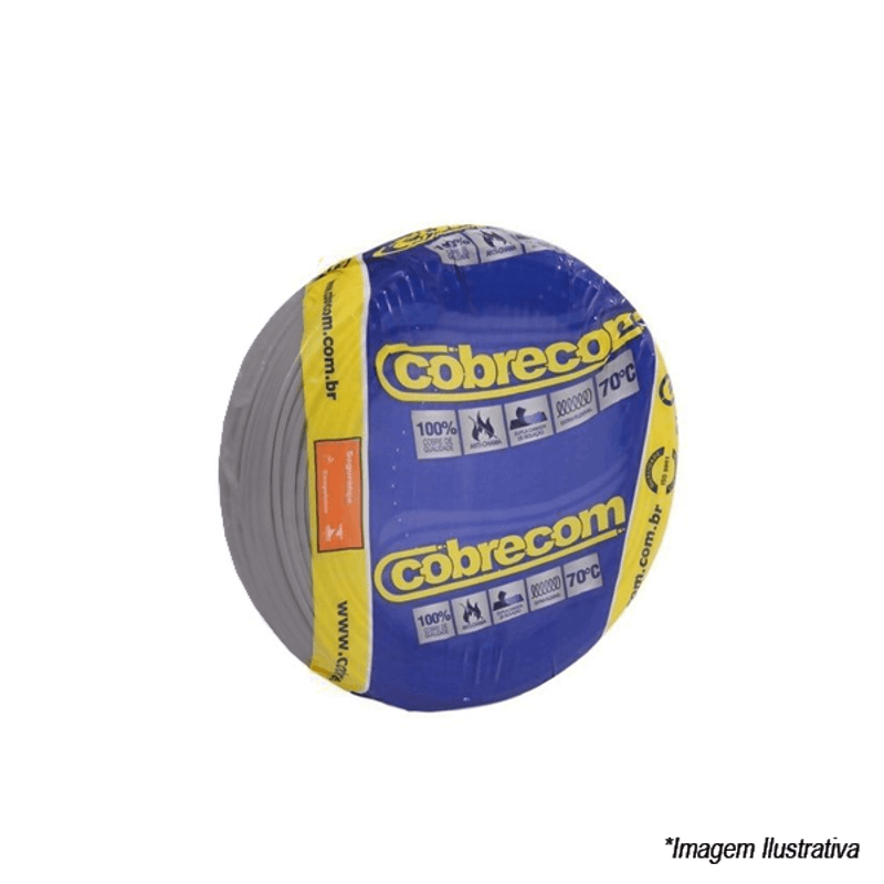 Cabo Flexível Antichama 750V 2,5mm Cinza 100 metros Cobrecom Cabo Flexível Antichama 750V 2,5mm Cinza 100 metros Cobrecom
