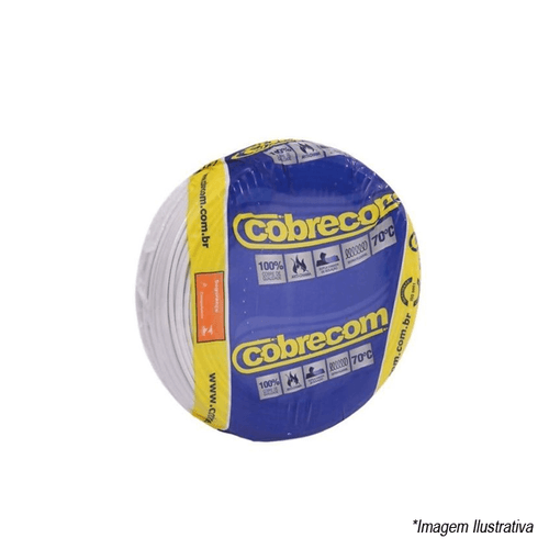 Cabo Flexível Antichama 750V 4mm Branco 100 metros Cobrecom
