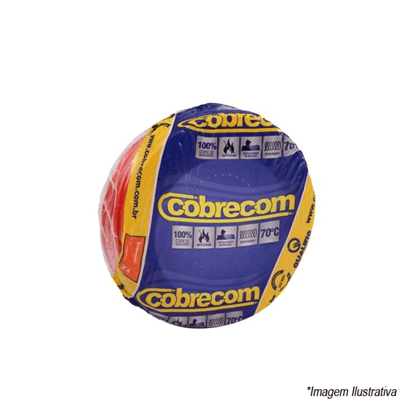 Cabo Flexível Antichama 750V 6mm Vermelho 100 metros Cobrecom Cabo Flexível Antichama 750V 6mm Vermelho 100 metros Cobrecom