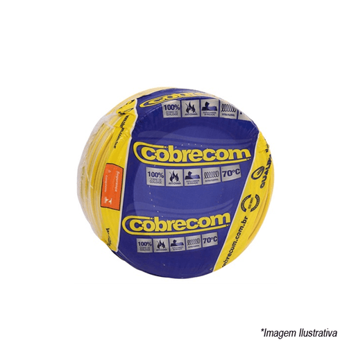 Cabo Flexível Antichama 750V 6mm Amarelo Rolo 100 metros - Cobrecom