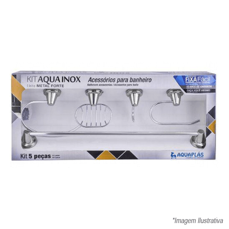 Kit De Acessórios Para Banheiro Com 5 Peças - Aquaplas Kit De Acessórios Para Banheiro Com 5 Peças - Aquaplas