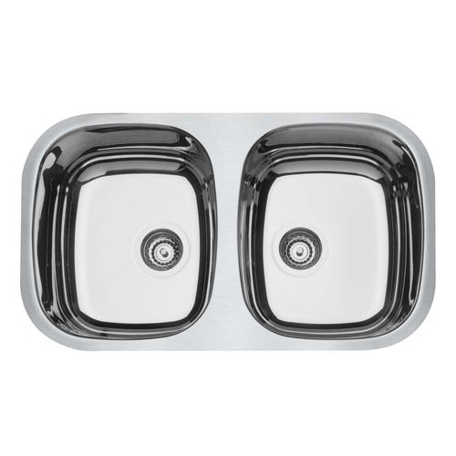 Cuba Dupla Inox de Embutir em Alto Brilho com Ladrão e Válvula 72x40cm  Tramontina