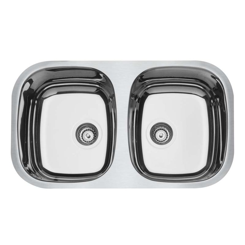 Cuba Dupla Inox de Embutir em Alto Brilho com Ladrão e Válvula 72x40cm Tramontina Cuba Dupla Inox de Embutir em Alto Brilho com Ladrão e Válvula 72x40cm Tramontina