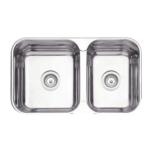 Cuba Dupla Inox de Embutir com Válvula Polido 69x40cm  Tramontina