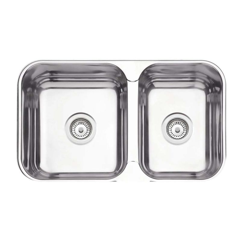 Cuba Dupla Inox de Embutir com Válvula Polido 69x40cm Tramontina Cuba Dupla Inox de Embutir com Válvula Polido 69x40cm Tramontina