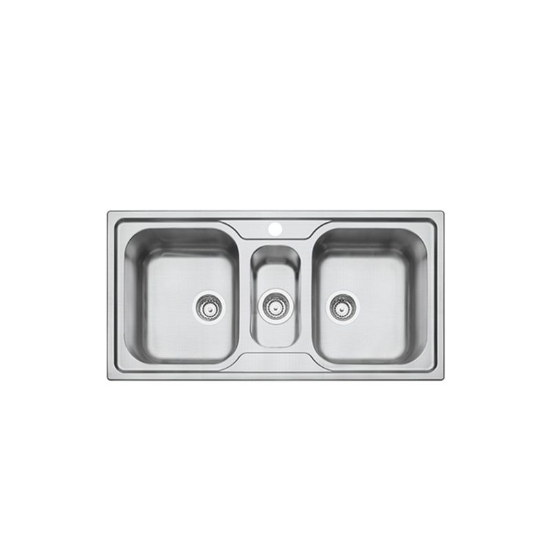 Cuba Tripla Marea 2.5C Inox de Embutir - 100x50 com Válvula  4´1/2 - Tramontina Cuba Tripla Marea 2.5C Inox de Embutir - 100x50 com Válvula  4´1/2 - Tramontina