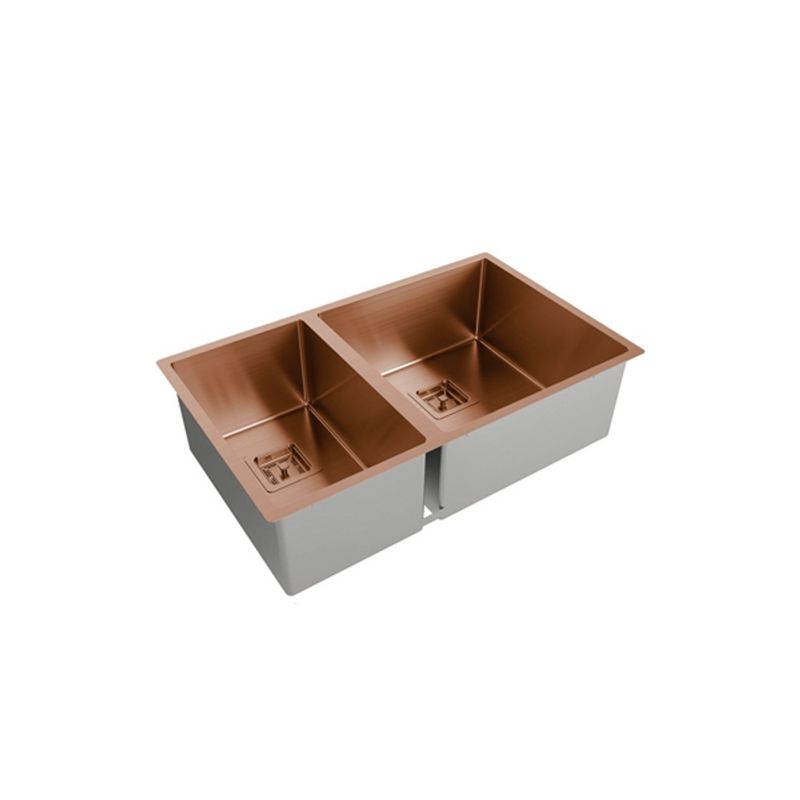 Cuba Dupla Primaccore Inox Rose Gold de Embutir - 72x44x20 com Válvula 4´1/2 - Debacco Cuba Dupla Primaccore Inox Rose Gold de Embutir - 72x44x20 com Válvula 4´1/2 - Debacco