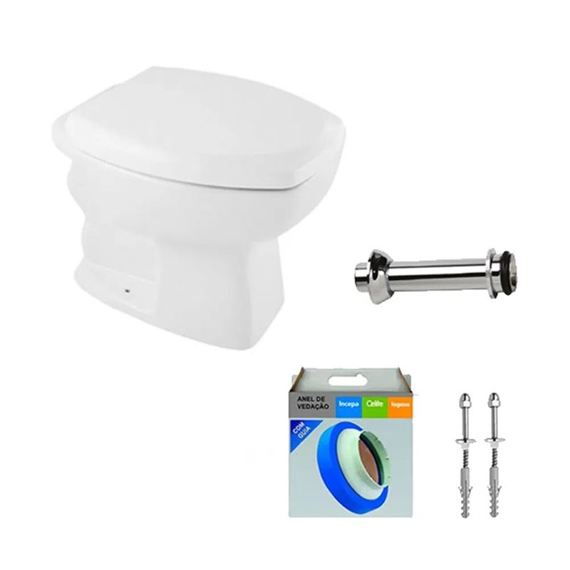 Kit Vaso Sanitario Convencional Incepa Thema com Assento e Acessorios Branco Kit Vaso Sanitario Convencional Incepa Thema com Assento e Acessorios Branco