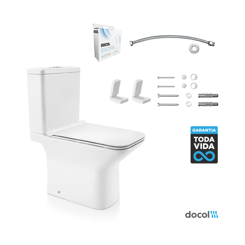 Kit Vaso Sanitário Caixa Acoplada Docol Stillo com Assento e Acessórios Branco Kit Vaso Sanitário Caixa Acoplada Docol Stillo com Assento e Acessórios Branco