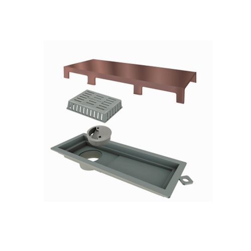 Ralo Linear Tiny com Tampa Inox Rosé Gold Elleve 25cm - Ralo Linear