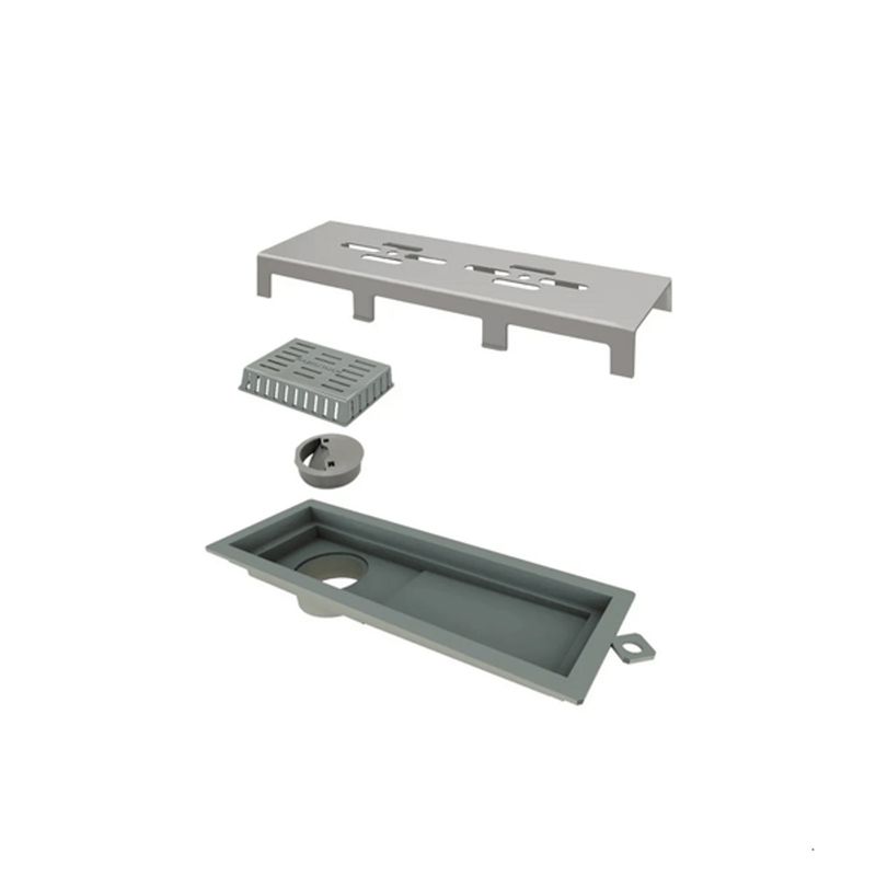 Ralo Linear Tiny com Tampa em Inox Escovado Vazado Elleve 25cm - Ralo Linear Ralo Linear Tiny com Tampa em Inox Escovado Vazado Elleve 25cm - Ralo Linear