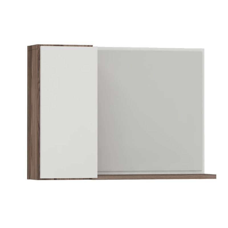 Espelheira para Banheiro Dália 360 em MDF com Armário Lateral Tamarindo 36cm - Cozimax Espelheira para Banheiro Dália 360 em MDF com Armário Lateral Tamarindo 36cm - Cozimax
