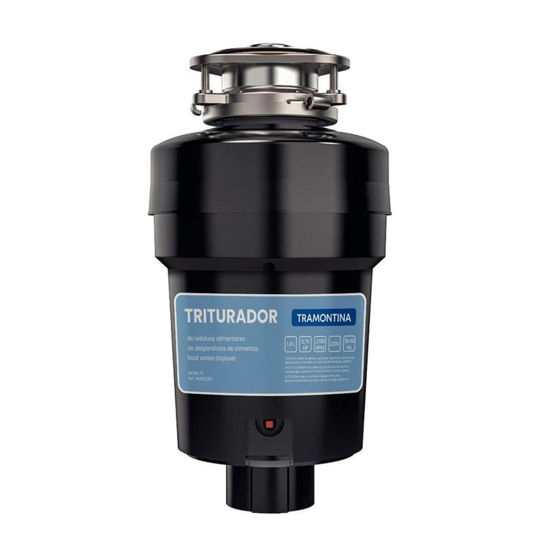 Triturador de Resíduos Alimentares para Cubas ou Pias com Furação para Válvula de 4 1/2´ com Potência de 0,75 HP - Tramontina Triturador de Resíduos Alimentares para Cubas ou Pias com Furação para Válvula de 4 1/2´ com Potência de 0,75 HP - Tramontina