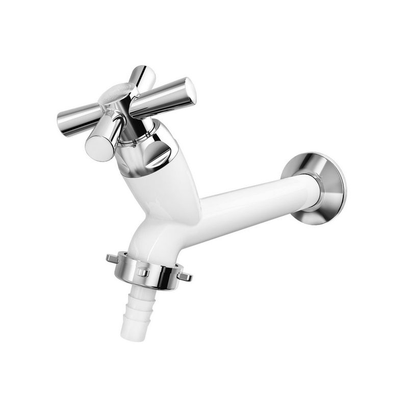 Torneira Tanque Cross com Bico de 15cm Branca e Cromado 1/2´ - Tigre Torneira Tanque Cross com Bico de 15cm Branca e Cromado 1/2´ - Tigre