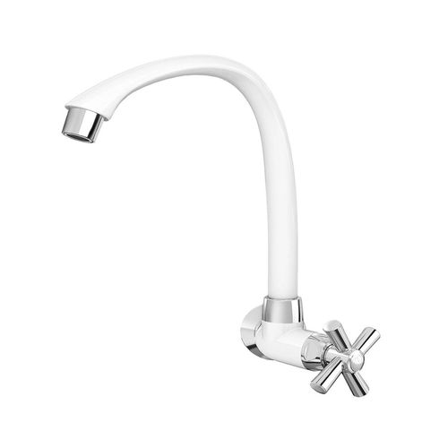 Torneira para Cozinha de Parede Bica Alta Cross Branca e Cromada - Tigre