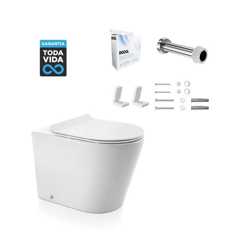 Kit Vaso Sanitário Convencional Liss C/ Acessórios Branco - Docol Kit Vaso Sanitário Convencional Liss C/ Acessórios Branco - Docol