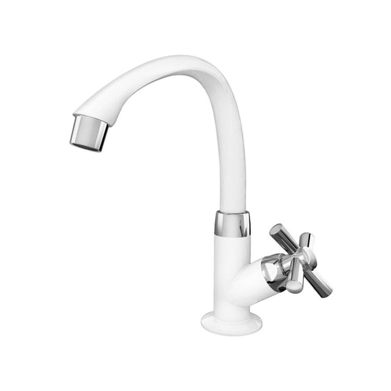 Torneira de Plástico de Bancada Bica Alta para Banheiro Branca com Cromada Cross - Tigre Torneira de Plástico de Bancada Bica Alta para Banheiro Branca com Cromada Cross - Tigre