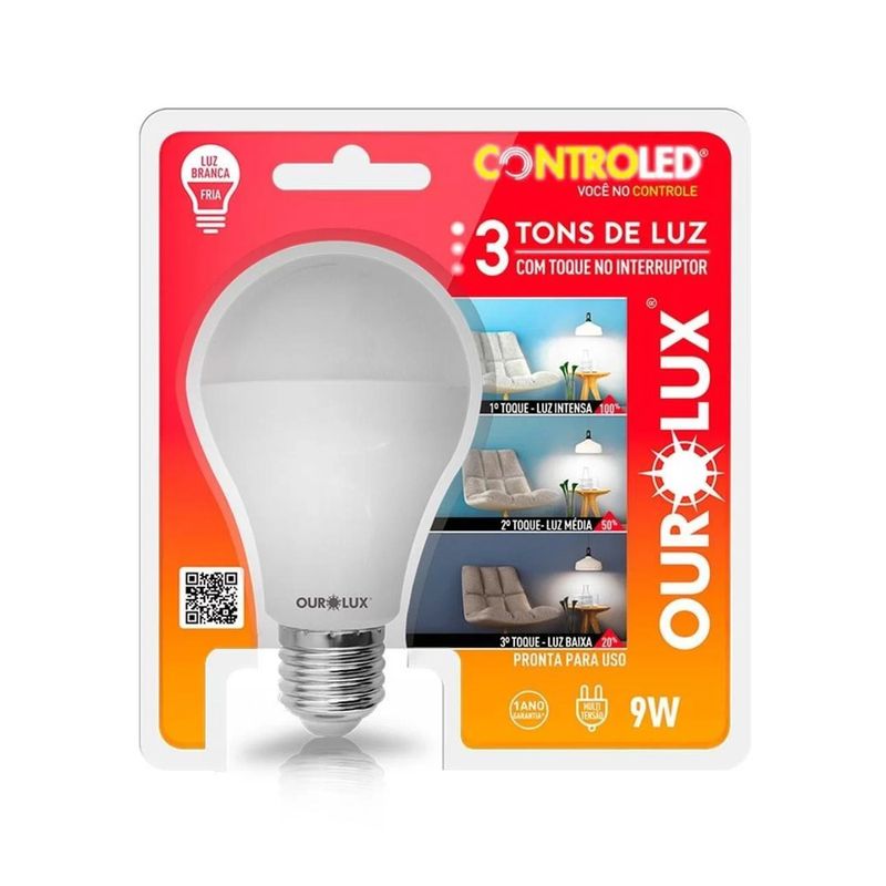 Lâmpada Led 9W 709LM Controle 3 Tons 6500K Bivolt 20490 - Ourolux Lâmpada Led 9W 709LM Controle 3 Tons 6500K Bivolt 20490 - Ourolux