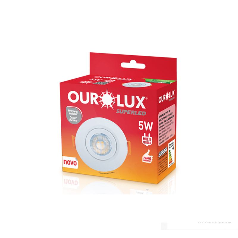 Spot Led Redondo 6400K Bivolt 5W Branco 05600 - Ourolux Spot Led Redondo 6400K Bivolt 5W Branco 05600 - Ourolux