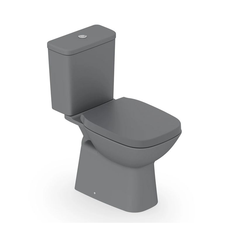 Kit Bacia com Caixa Acoplada, Assento e Acessórios de Instalação Debba Grafite - Roca Kit Bacia com Caixa Acoplada, Assento e Acessórios de Instalação Debba Grafite - Roca