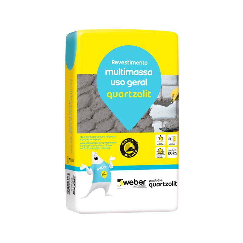 Argamassa Multimassa para Uso Geral Cinza 20kg - Quartzolit Argamassa Multimassa para Uso Geral Cinza 20kg - Quartzolit