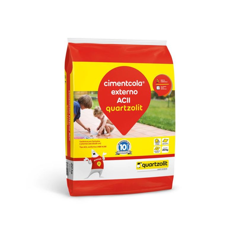 Argamassa AC II Cimentcola Externo Cinza 20kg - Quartzolit Argamassa AC II Cimentcola Externo Cinza 20kg - Quartzolit
