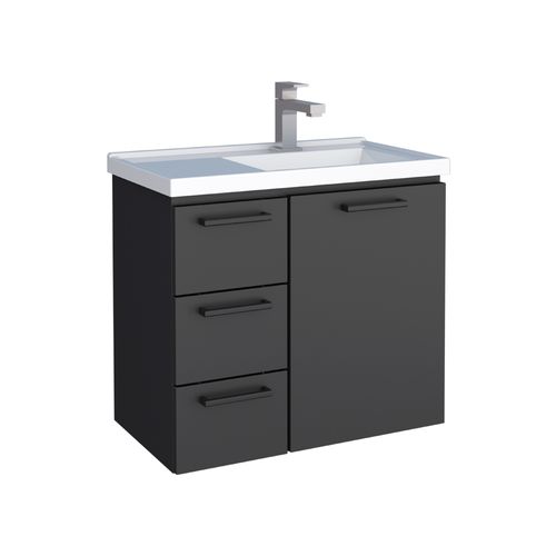 Gabinete em Aço com Tampo 60cm para Banheiro Ameixa Preto - Cozimax