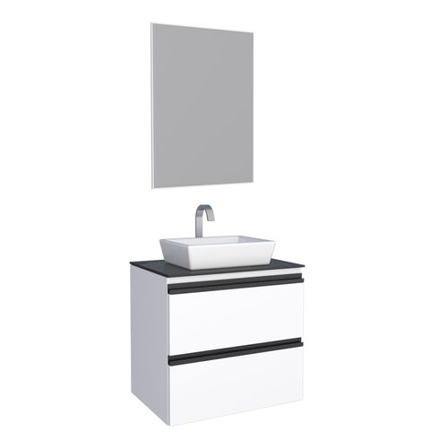 Gabinete em Aço com Cuba e Espelheira 60cm para Banheiro Gaia Branco - Cozimax