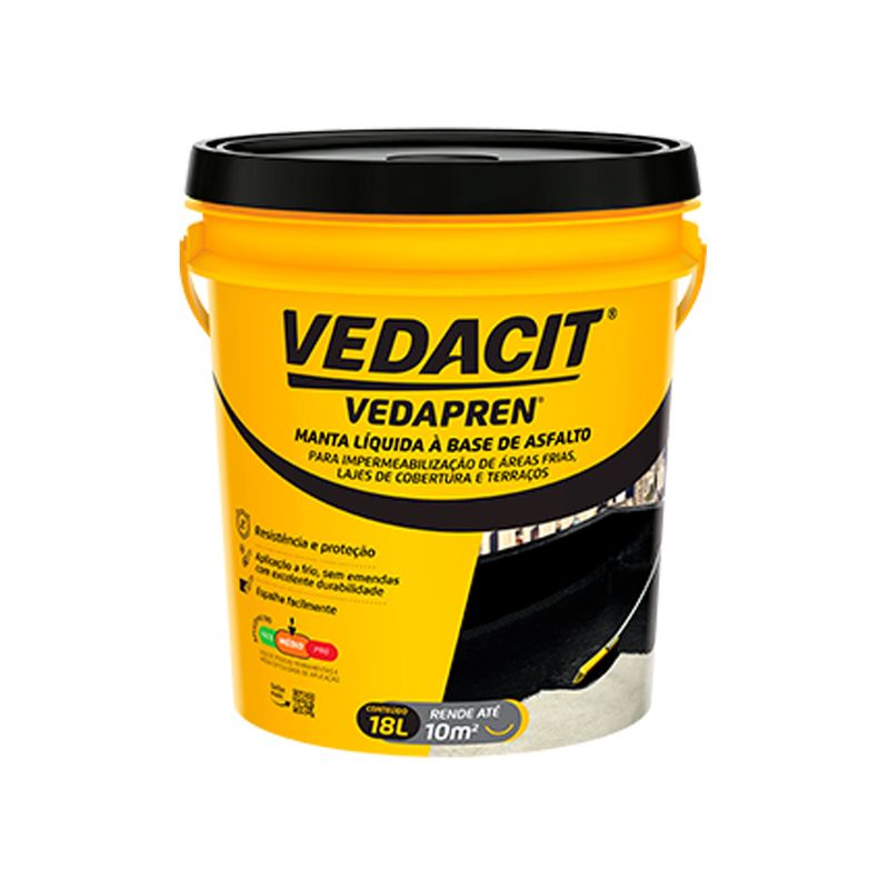 Manta Líquida Vedapren Preto 18L Vedacit Manta Líquida Vedapren Preto 18L Vedacit
