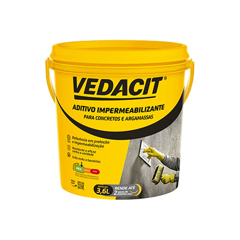 Aditivo Impermeabilizante para Concreto e Argamassa 3,6L Vedacit Aditivo Impermeabilizante para Concreto e Argamassa 3,6L Vedacit