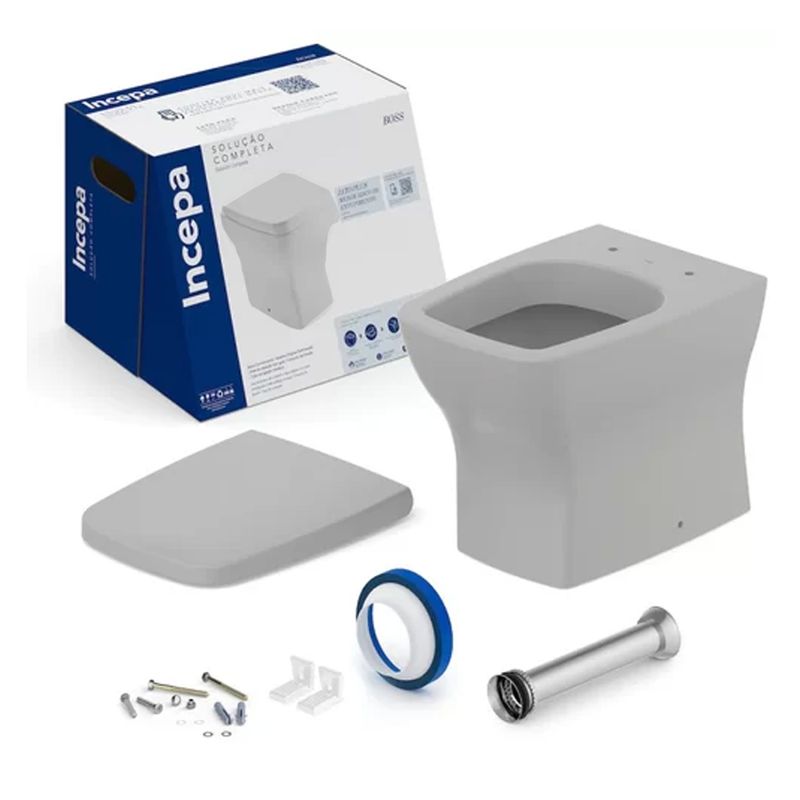 Kit Vaso Sanitário Convencional Incepa Boss com Assento e Acessórios Cinza Kit Vaso Sanitário Convencional Incepa Boss com Assento e Acessórios Cinza