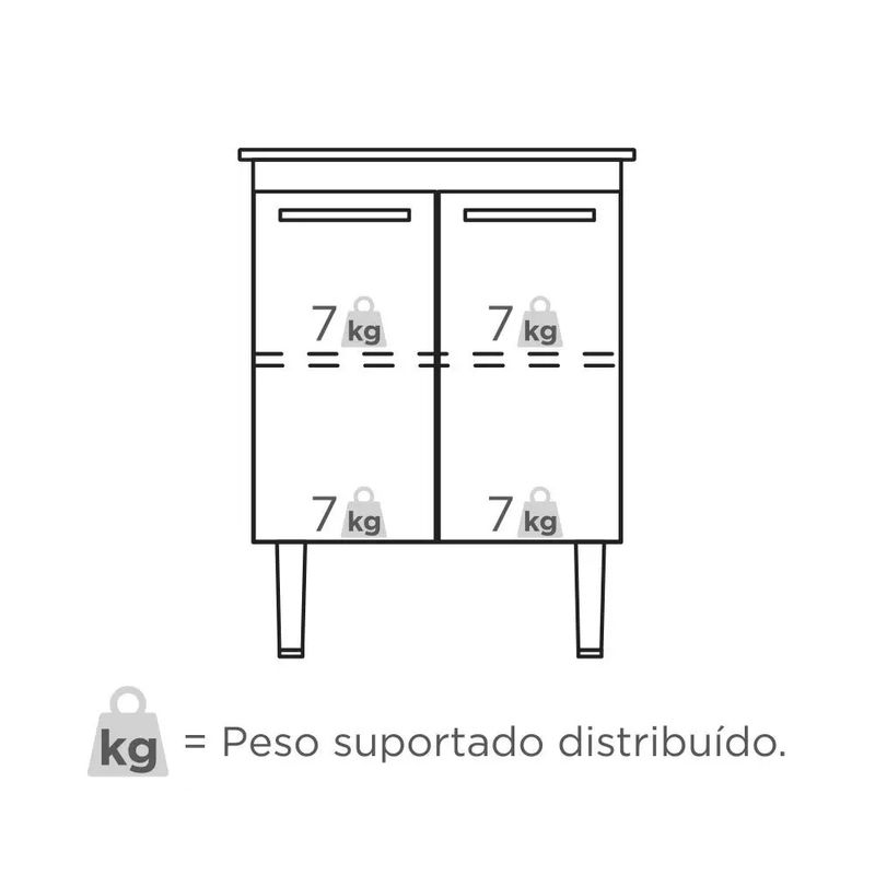 Gabinete para Tanque Vênus 60cm Branco com Pedra Preta - Cozimax
