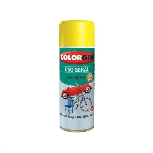Tinta Spray Uso Geral Acabamento Brilhante Cor Amarelo 55081 400ml - Colorgin