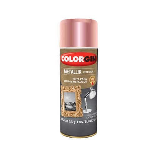 Tinta Spray Acabamento Metálico Interior Cor Rose Gold 56 350ml - Colorgin