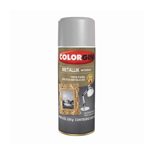 Tinta Spray Acabamento Metálico Interior Cor Prata 53 350ml - Colorgin