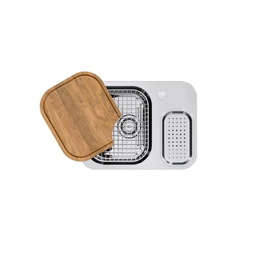 Cuba Inox de Embutir Lift 54,5x40x18cm com Tábua e Cesto Válvula 4.1/2´ - Docol