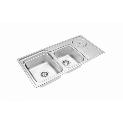 Cuba Dupla Funzionale Acetinada Inox de Embutir - 92x45x21 com Válvula e Acessórios  4´1/2 - Debacco