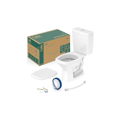Kit Vaso Sanitário Caixa Acoplada Celite Like com Assento e Acessórios Branco