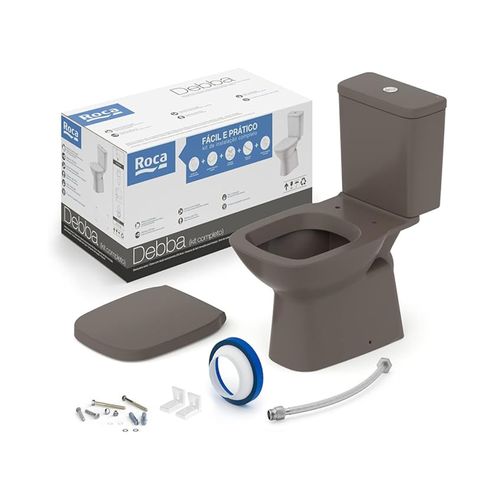 Kit Vaso Sanitário Caixa Acoplada Roca Debba Classic Com Assento e Acessórios Café