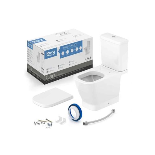 Kit Vaso Sanitário Convencional Roca Gap com Assento e Acessórios Branco