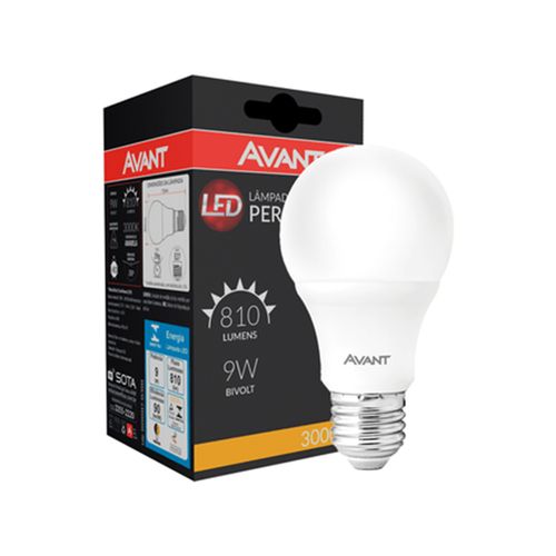 Lâmpada LED 9W 3000K 810LM Pera Bivolt Luz Amarela - Avant