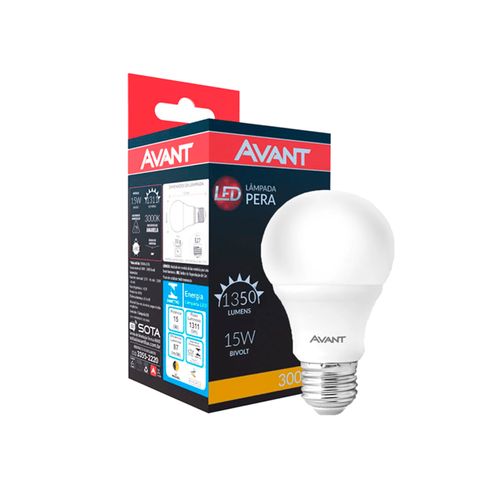 Lâmpada LED 15W 3000K 1350LM Pera Bivolt Luz Amarela - Avant