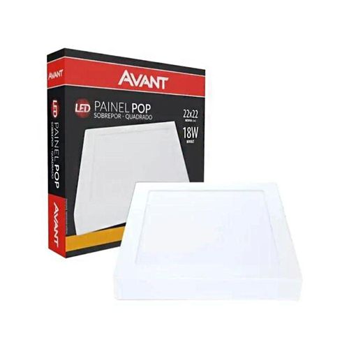 Plafon Led Quadrado 18W 3000K 1260LM 22CM Bivolt Sobrepor Luz Amarela - Avant