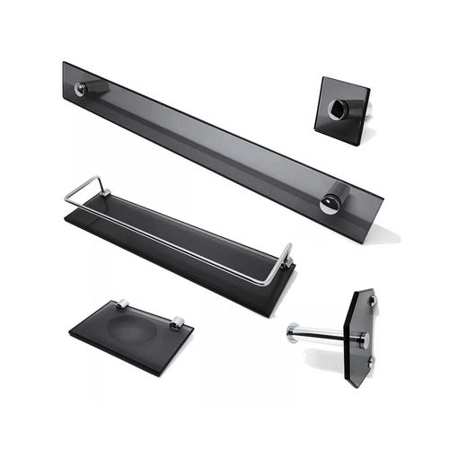 Kit de Acessórios para Banheiro em Vidro Fumê Reto Luxo - Vildrex