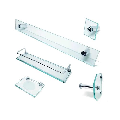 Kit de Acessórios para Banheiro em Vidro Incolor Reto Luxo - Vildrex