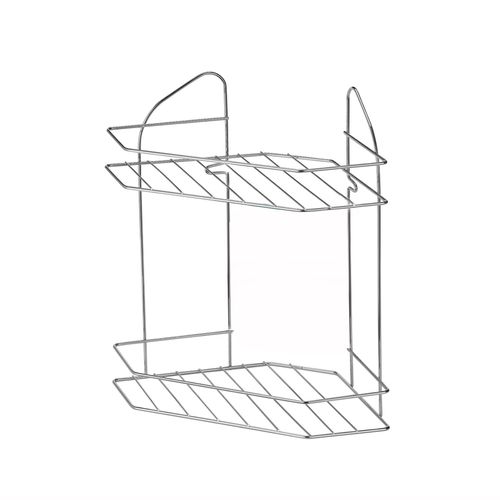 Porta Shampoo de Canto Aramado 2 Prateleiras Cromado - Arthi