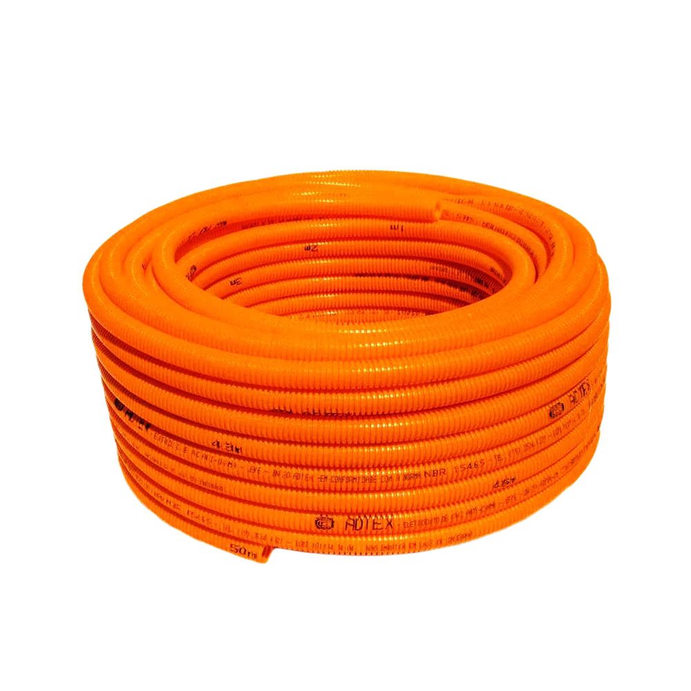 Eletroduto Corrugado Reforçado 25mmx50m Laranja - Adtex - lojadopedrao