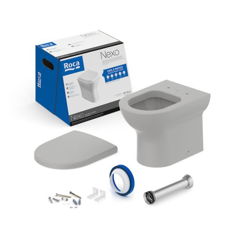 Kit Bacia Convencional Nexo com Assento e Acessórios Cinza Stone - Roca