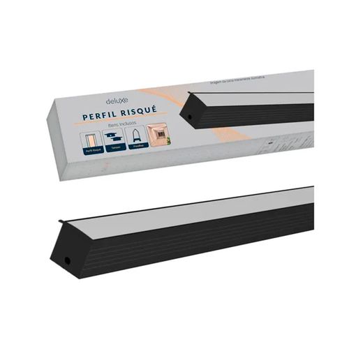 Perfil Sobrepor Risqué Slat 3m Preto LED Interno - Avant